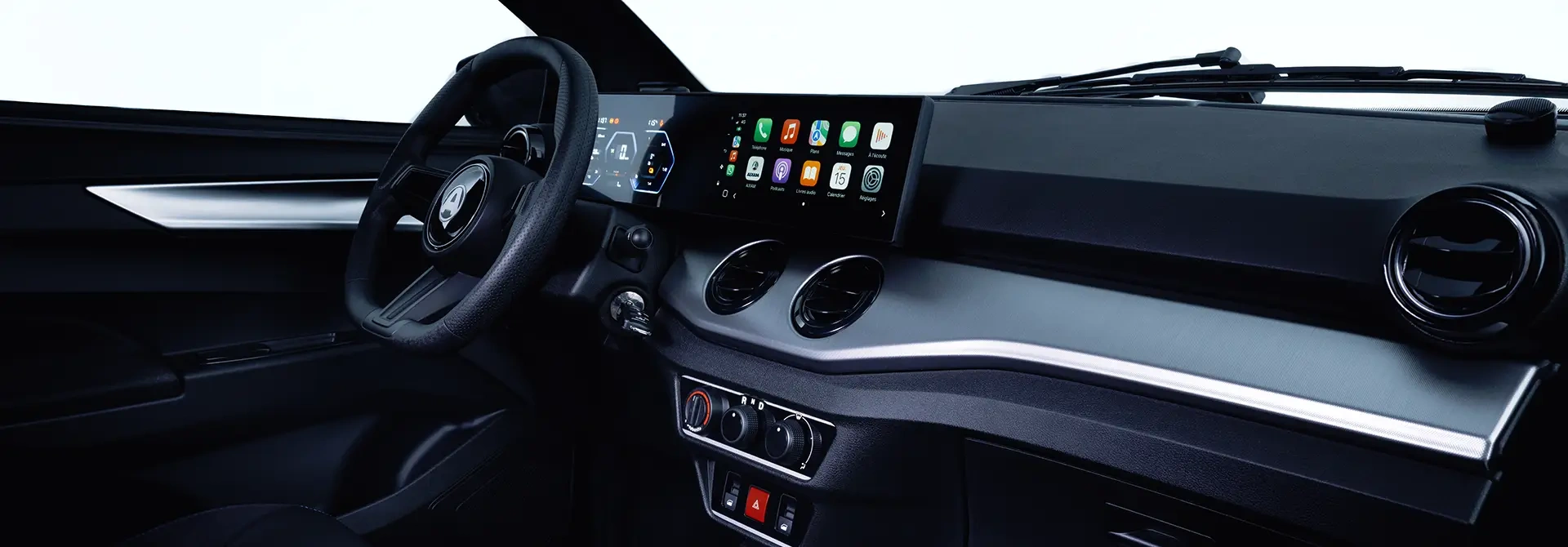 Naujas AIXAM automobilių interjeras